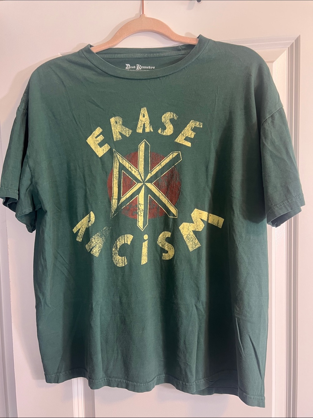 Men's Green Dead Kennedys ‘Erase Racism' Graphic Short Sleeve Tee